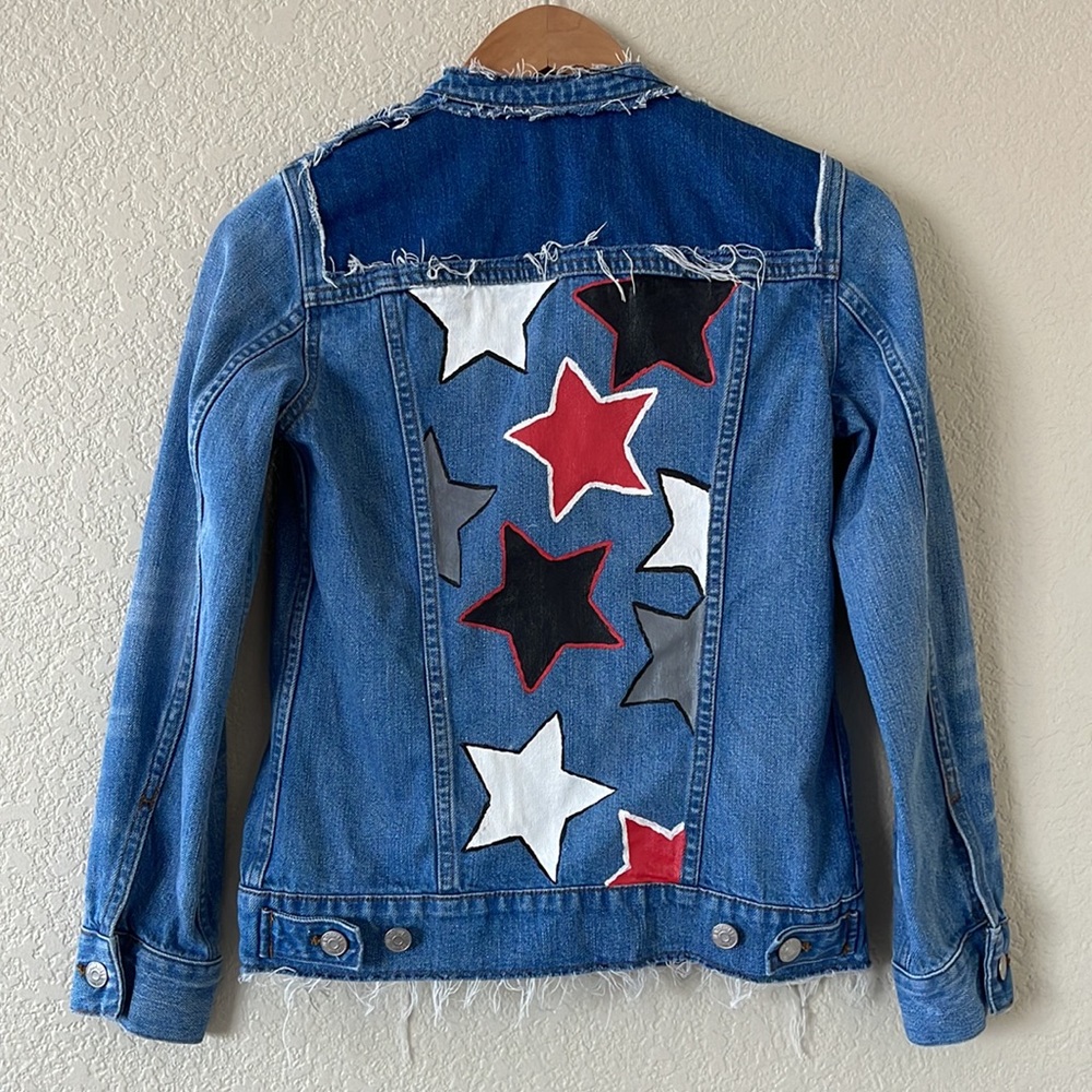 Madewell Patchwork Raw Hem Distressed Jean Jacket Size XS - Picture 3 of 10